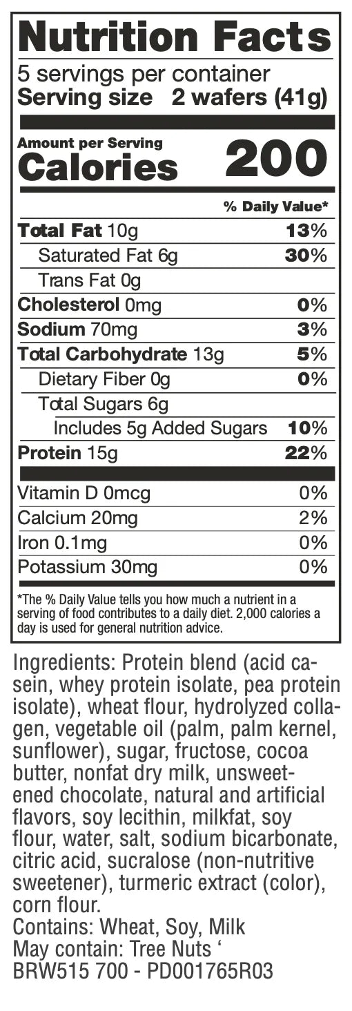 Body Chocolate, Mocha, Lemon, and Raspberry Wafers 15g Protein Snack