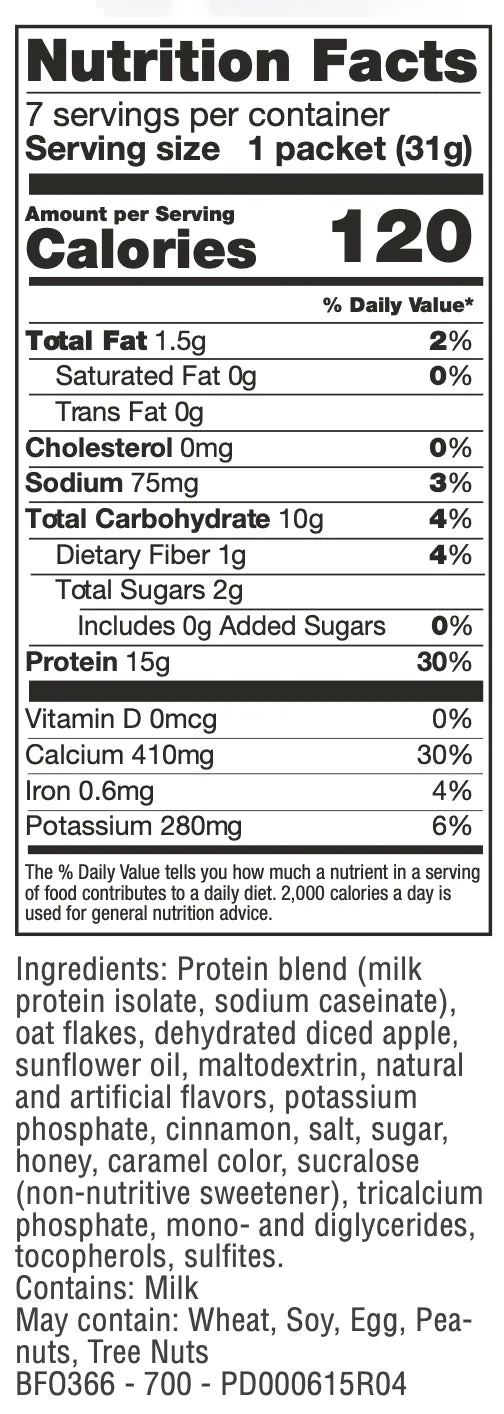 Body Apple Cinnamon Oatmeal with 15g Protein