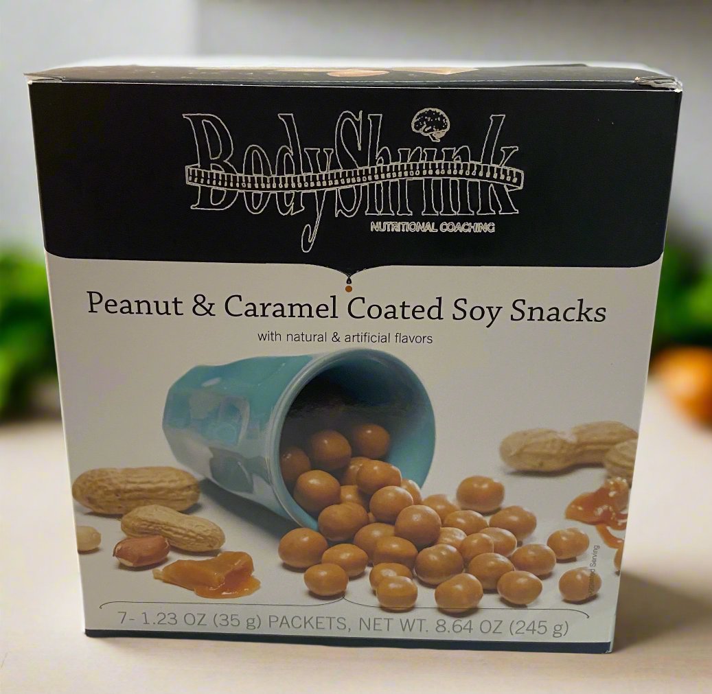Body Chocolate Coated Soy Protein Snacks or Caramel and Peanut Coated Soy Protein Snacks